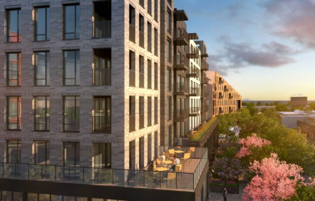 rendering with outdoor seating